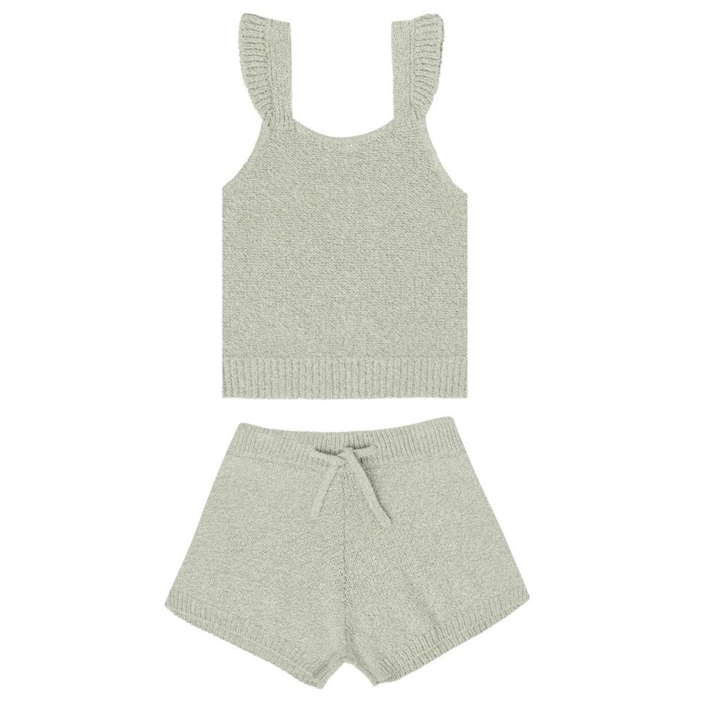 Rylee + Cru | Knit Short and Crop Set in heathered laurel